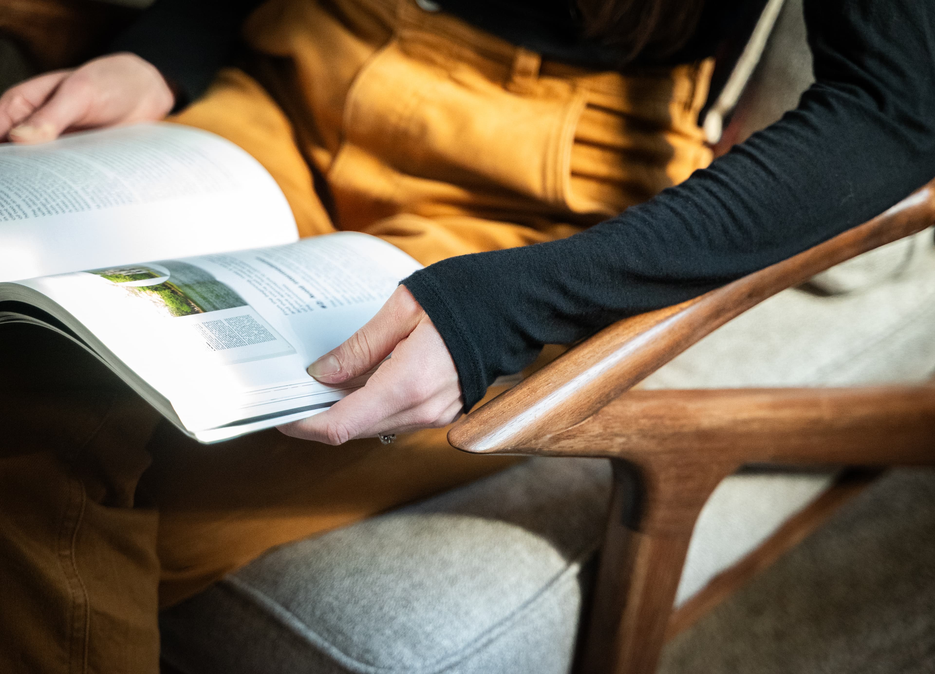 Finished G Chair armrest and slatted backrest detail