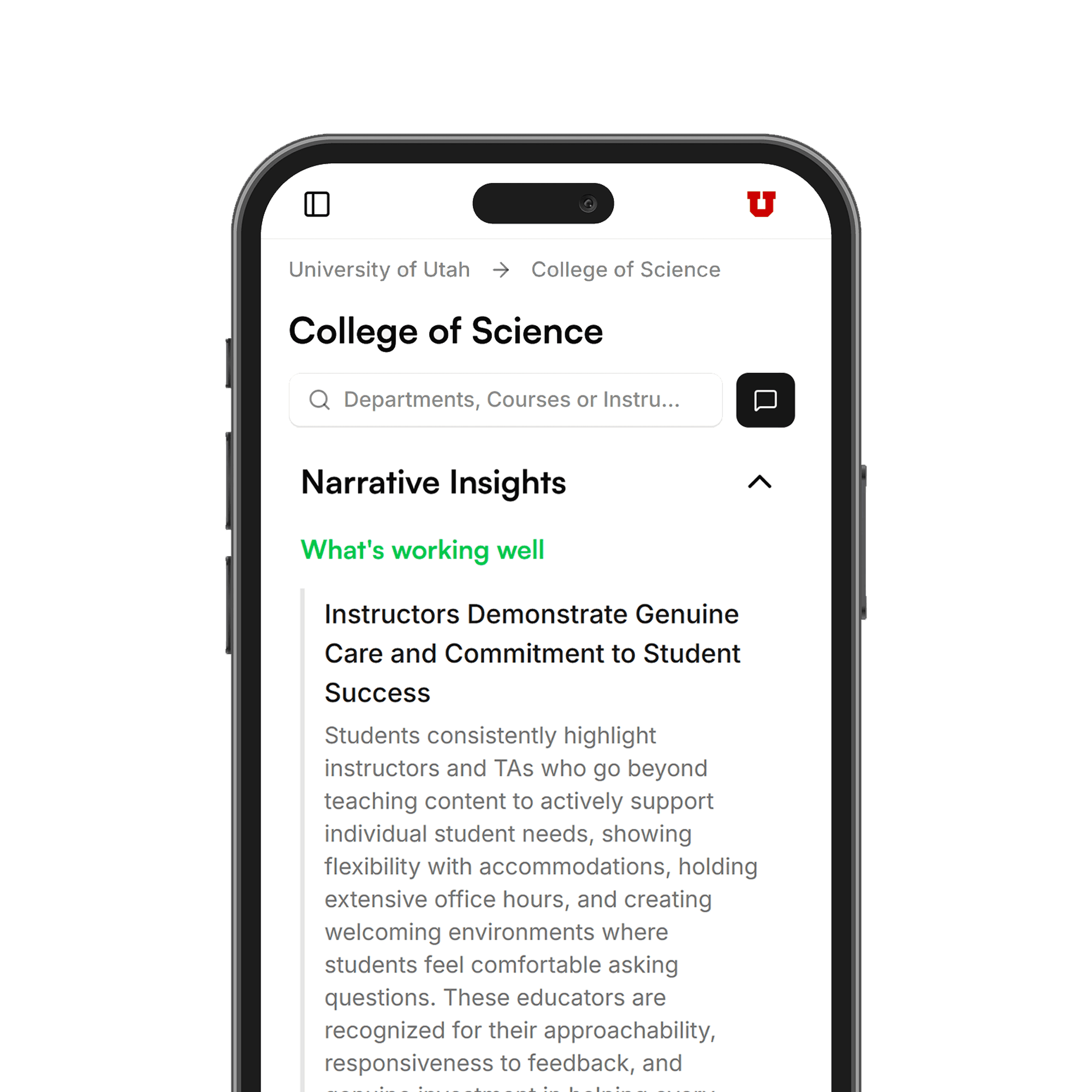 Korus dashboard showing narrative insights