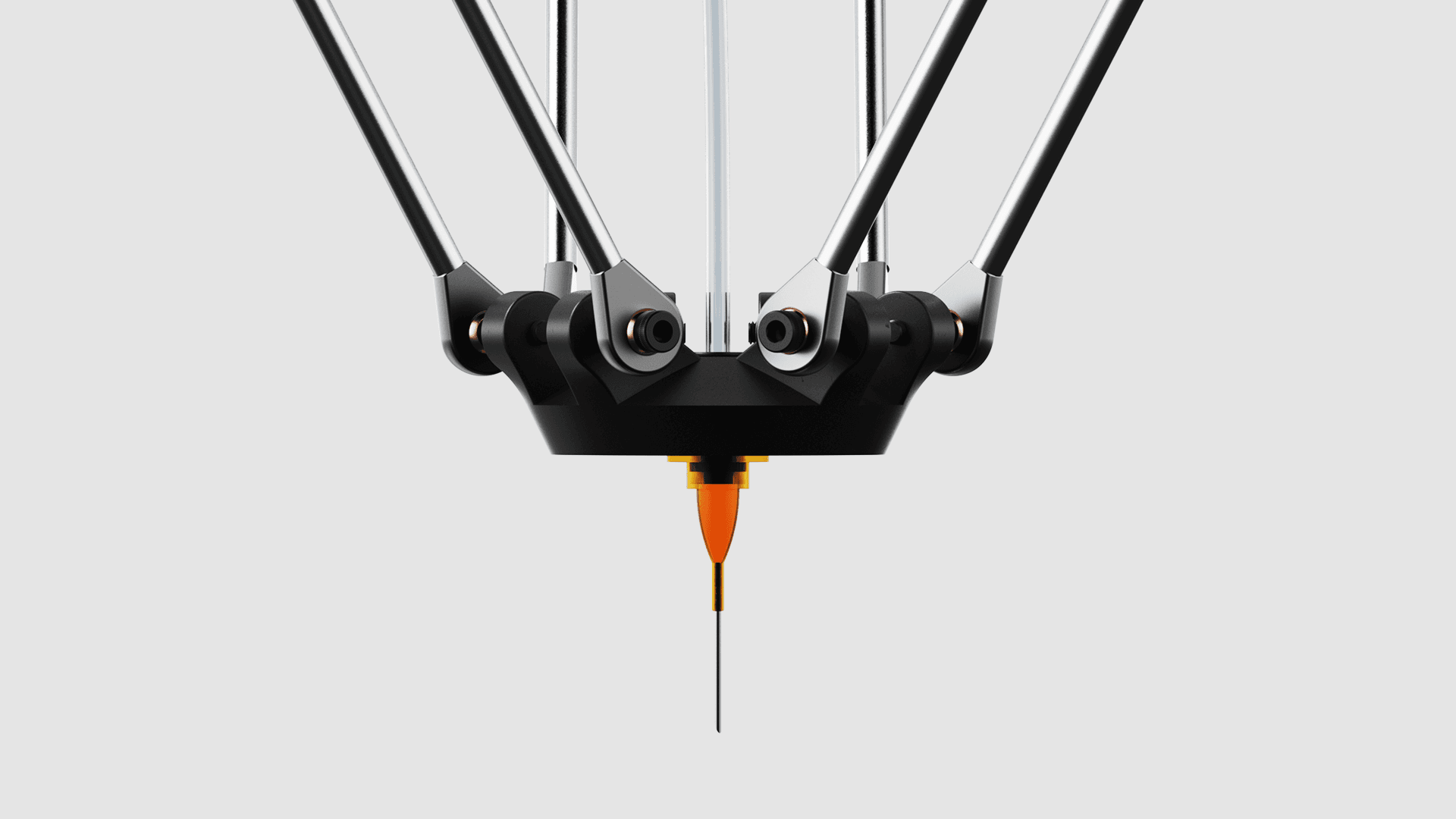 Delta robot print head and needle for droplet deposition